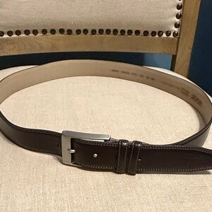 Classic Brown Men’s Italian Leather Belt with Solid Brass Buckle